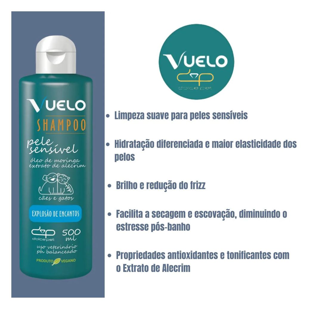 Shampoo Vuelo Pele Sensível Explosão de Encantos para Cães e Gatos 500Ml