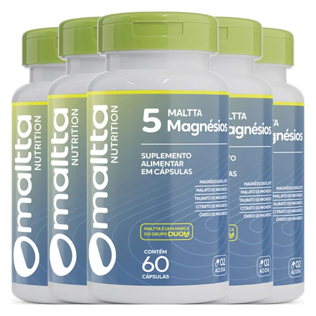 Kit C5 Suplemento Magnésio 5 Tipos Maltta Nutrition
