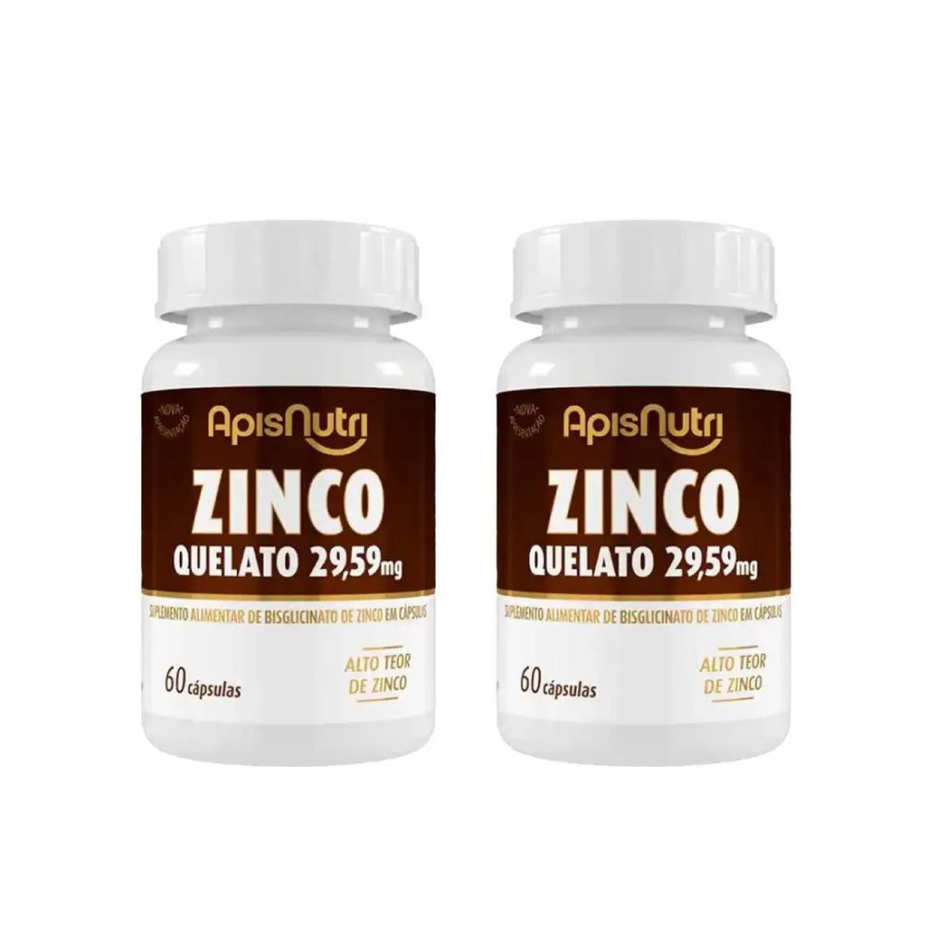 Kit 2 Zinco Quelato Suplemento 29Mg - 60 Caps - Apisnutri