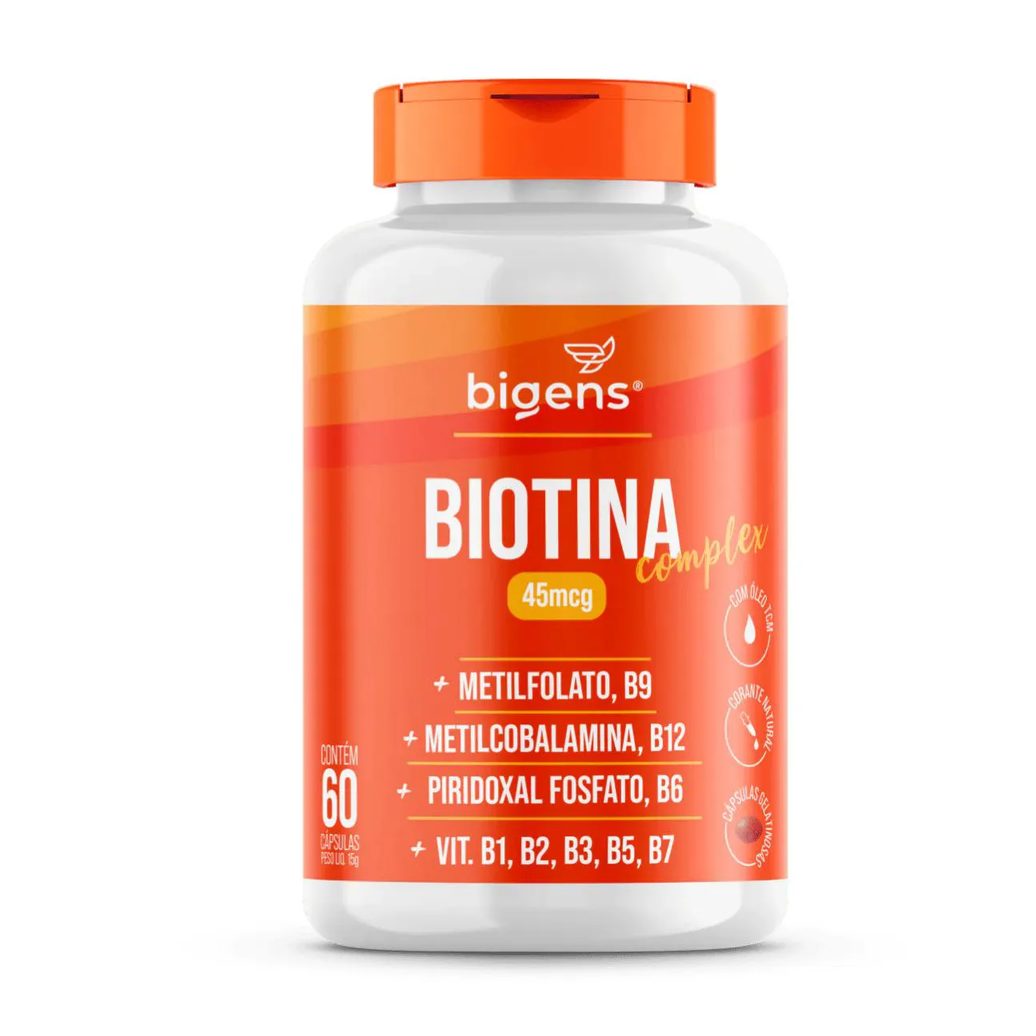 Biotina Complex 45Mcg Bigens 60 Capsulas SEM Sabor