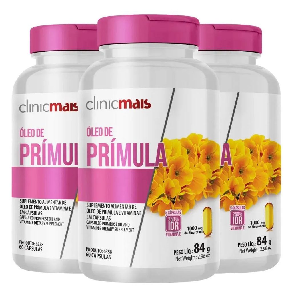 Kit 3X Óleo de Prímula 1000Mg 60 Cápsulas - Clinicmais
