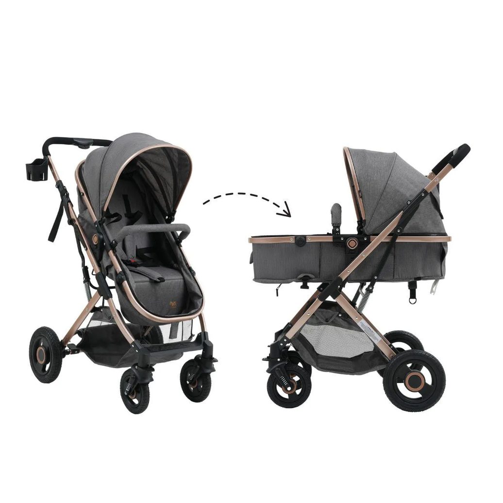 Carrinho Passeio Bebê Moisés Reversível Elysian Maxi Baby Cinza