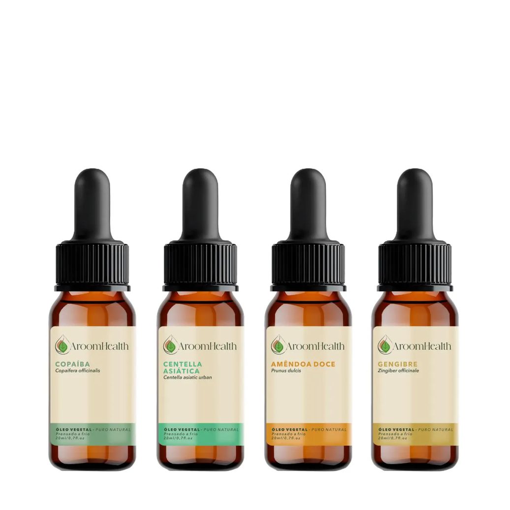 Kit de Óleos Vegetais – Copaíba, Centella Asiática, Amêndoas Doce e Gengibre – 20 Ml Cada