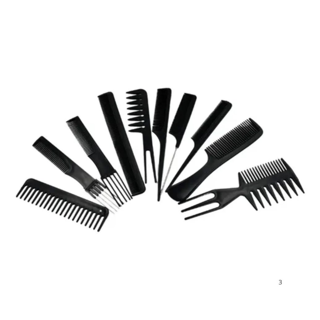 Kit 10 Pentes Profissional Cabeleireiro Pente Fino Garfo Salão Barbeiro para Corte