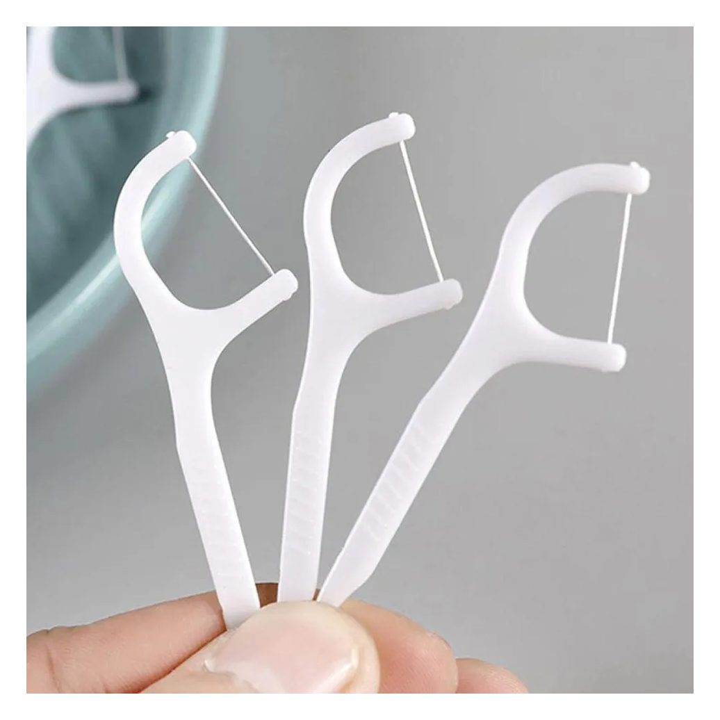 Kit 30 Fios Dentais com Cabo Hastes Dentais Flosser Portáteis para Higiene Bucal Completa