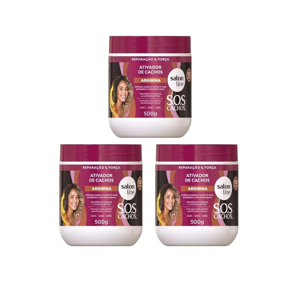 Ativador de Cachos Salon Line 500G Reconstruçao - Kit C/3Un