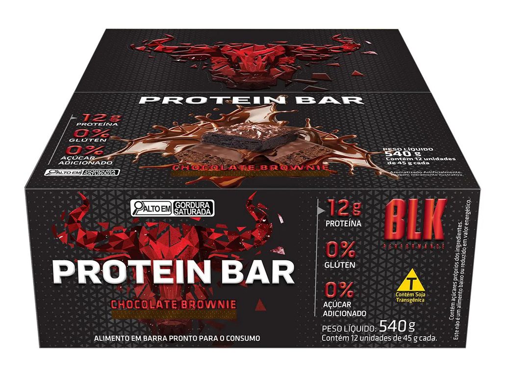 Protein Bar Blk - Barra de Proteína 12 Unidades # Original # Sabor Chocolate Brownie
