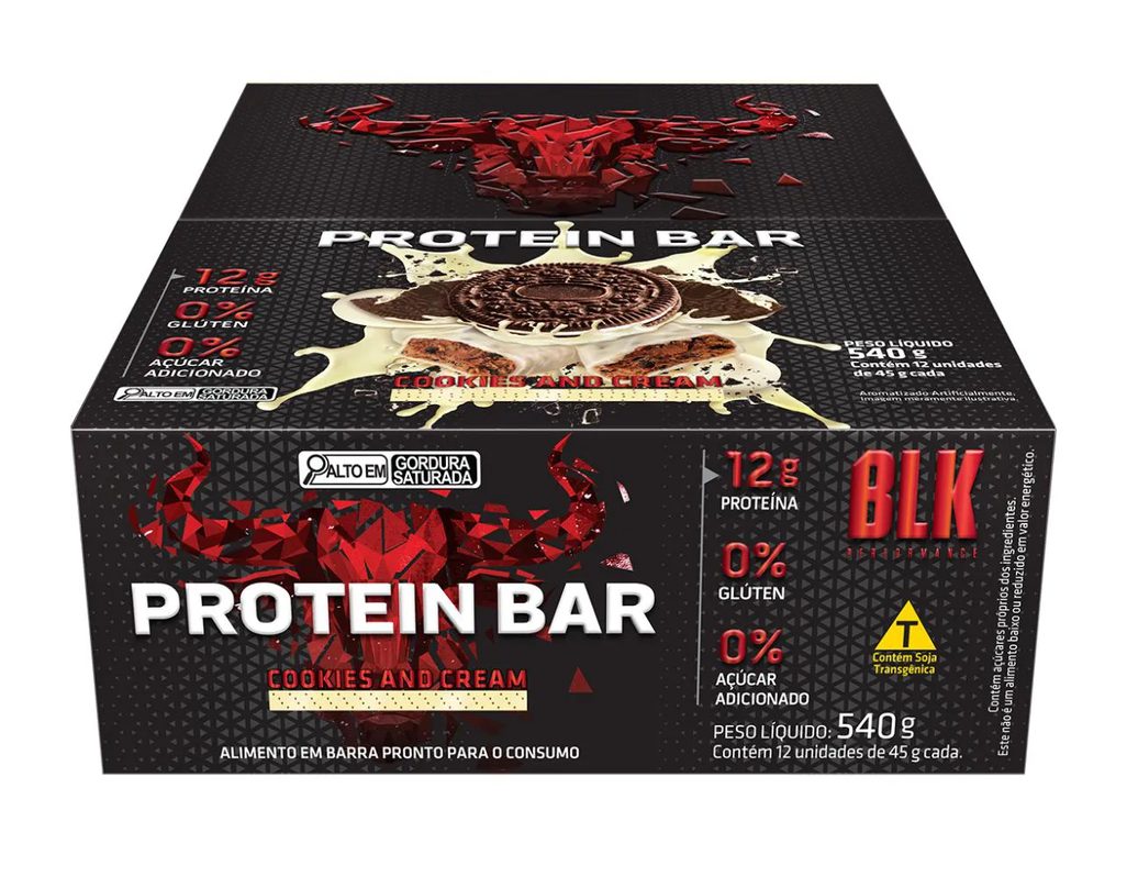 Protein Bar Blk - Barra de Proteína 12 Unidades # Original # Sabor Cookies And Cream