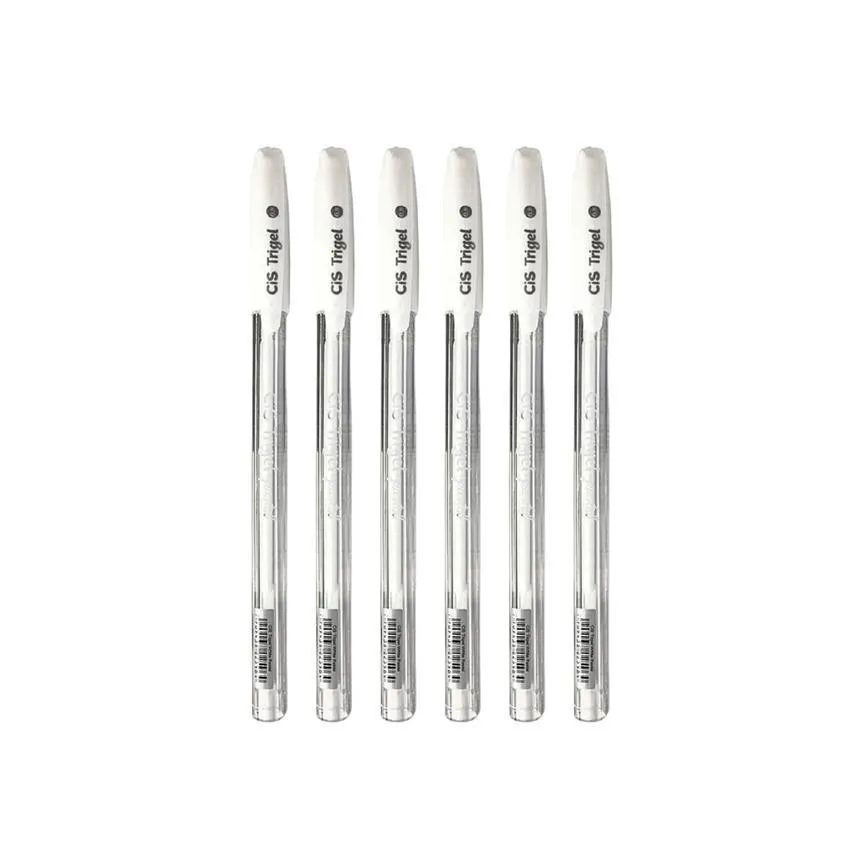 Canetas Gel Cis Trigel Pastel Branca 6 Unidades