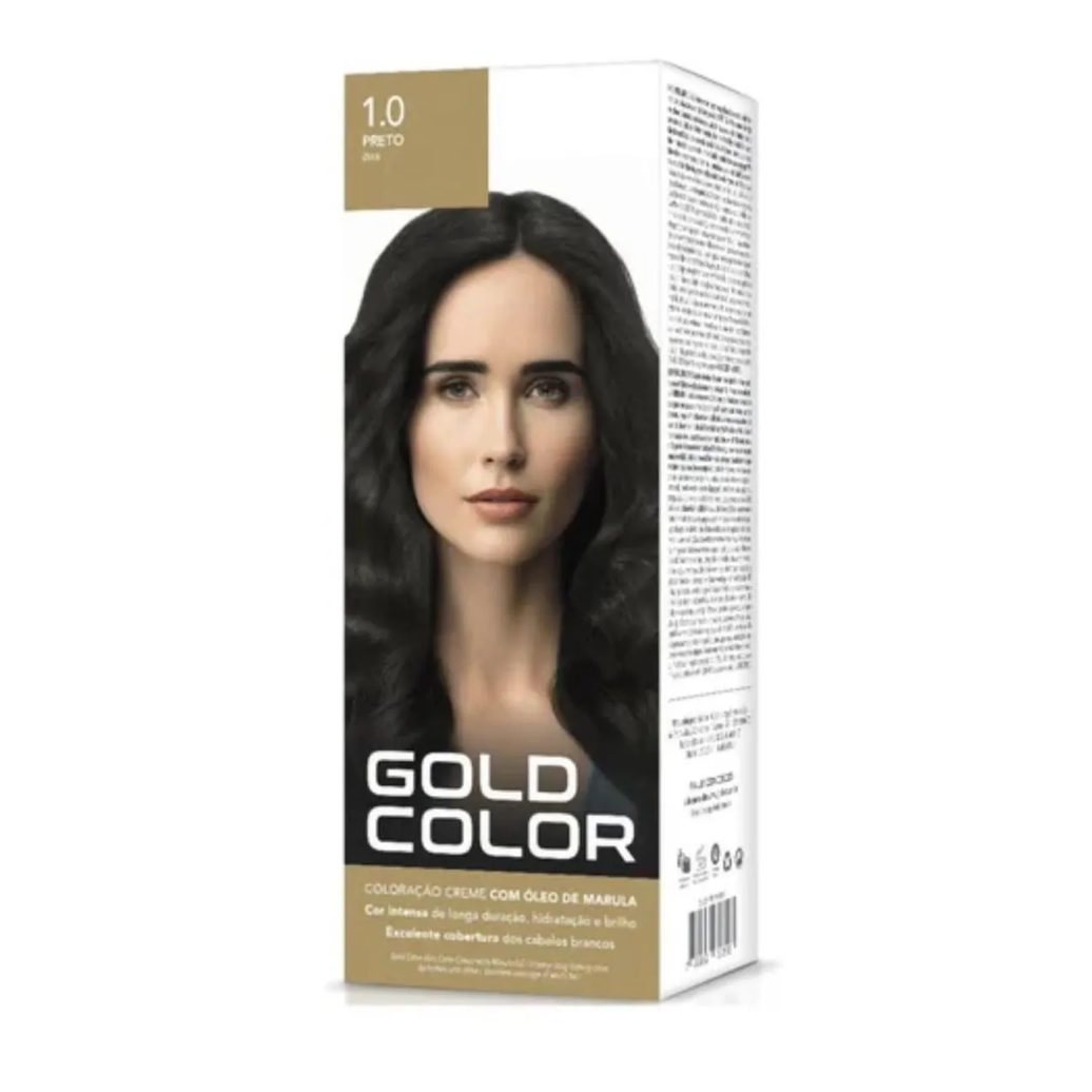 Tintura Capilar Gold Color 1.0 Preto Coloração