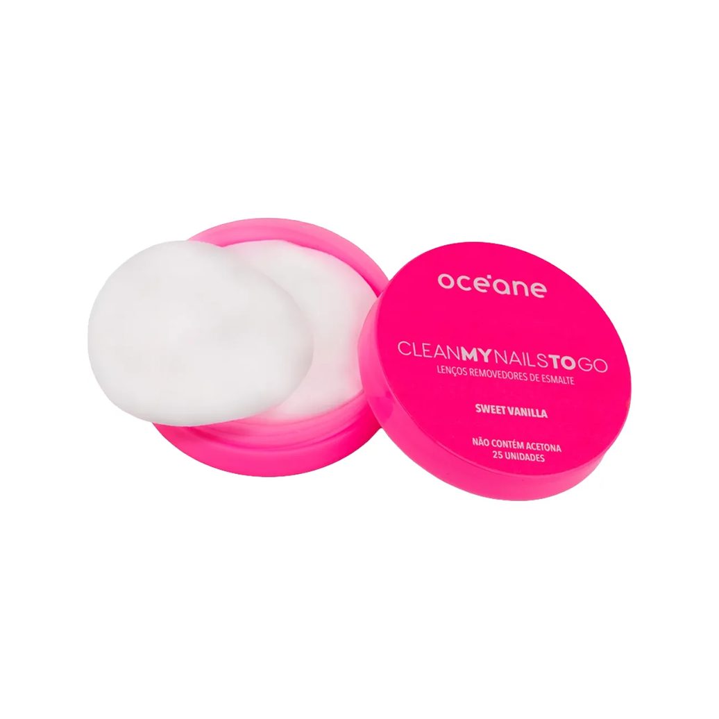 Lenços Removedores de Esmalte Océane Clean My Nails To Go Sweet Vanilla 25 unidades