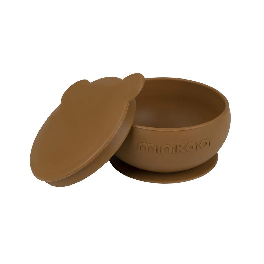 Tigela Urso de Silicone Bowly 450Ml Woody Brown - Minikoioi