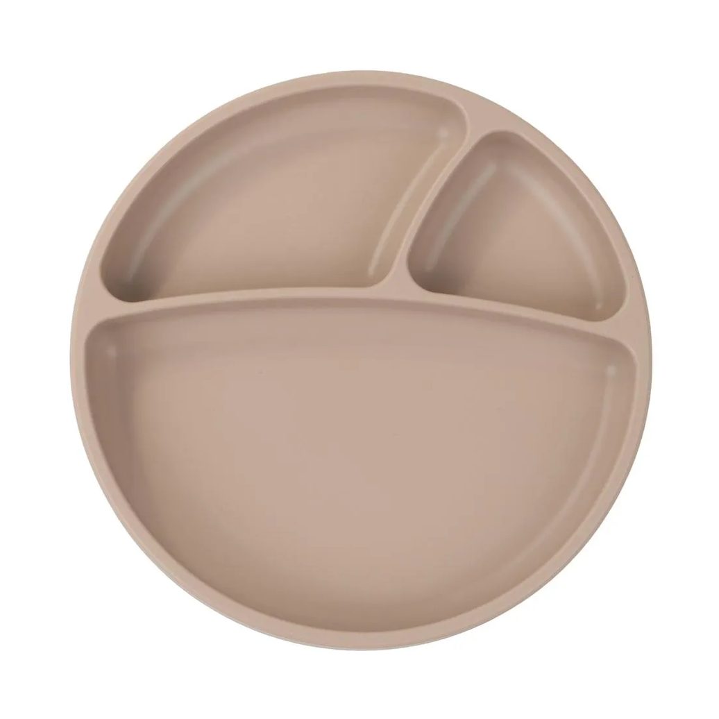 Prato Infantil de Silicone com Divisórias e Sucção Portions Bublle Beige - Minikoioi