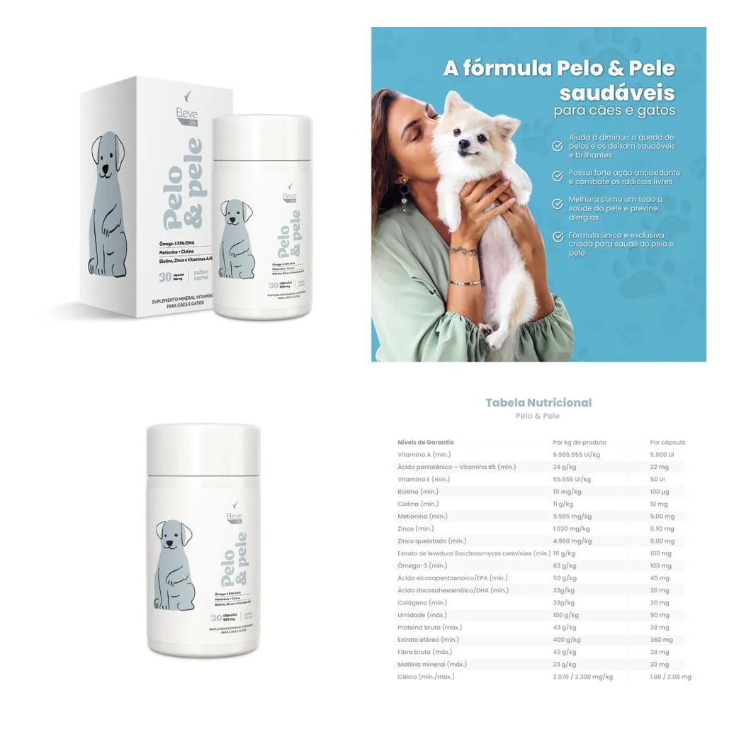 Pelo e Pele Ômega 3 + Aminoácidos + Zinco + Vitaminas 900 Mg