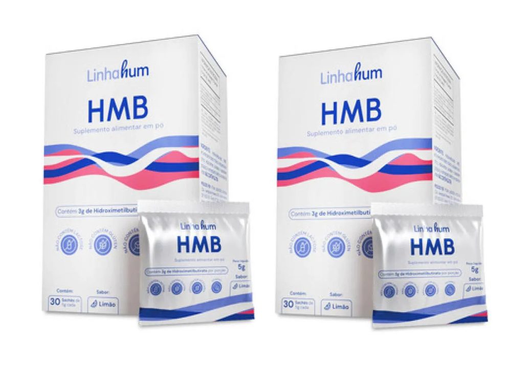 Kit 2Cx Hmb Suplemento Alimentar Pó 30 Saches de 5G Linhahum Branco Limão