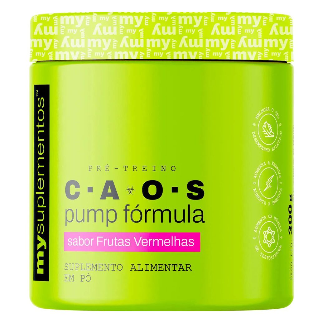 Pré-Treino C.a.o.s 300G | Pump Fórmula | 400Mg de Cafeína - My Suplementos Frutas Vermelhas