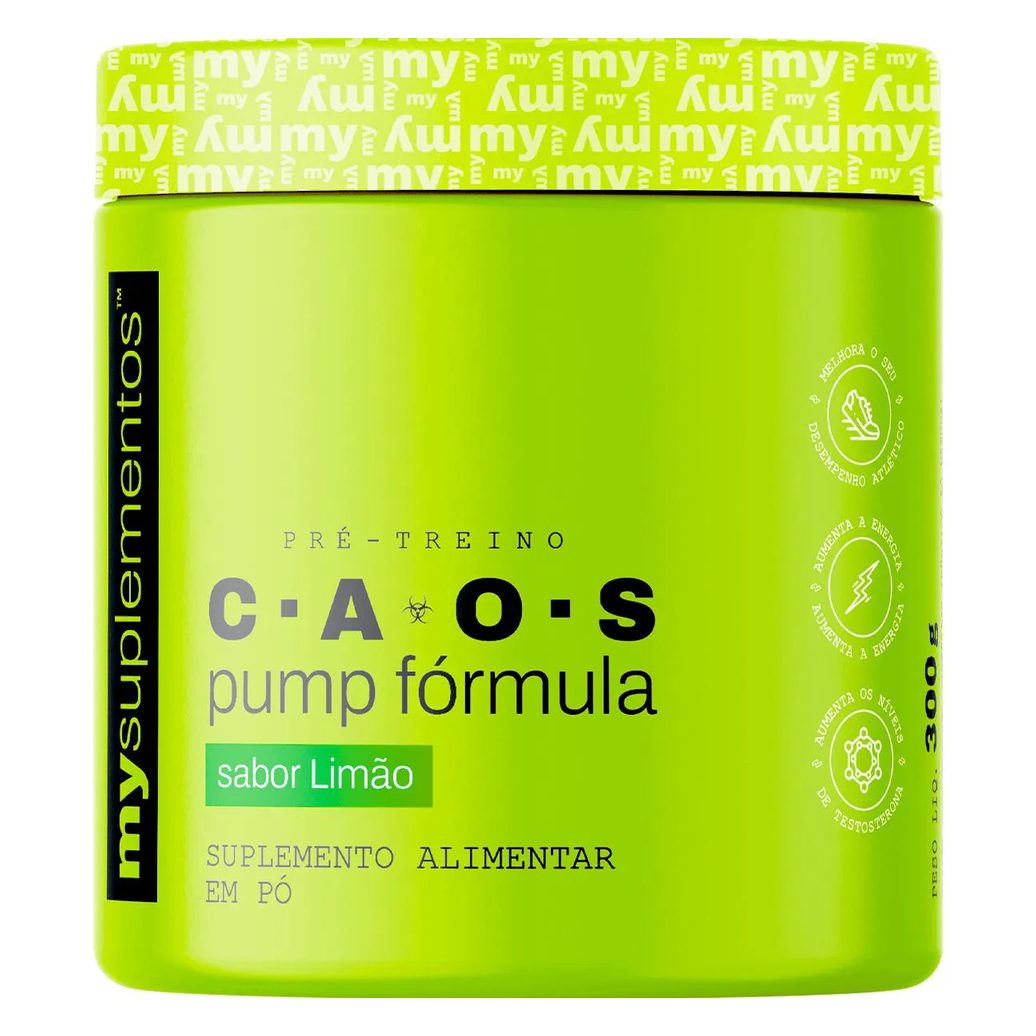 Pré-Treino C.a.o.s 300G | Pump Fórmula | 400Mg de Cafeína - My Suplementos Limão