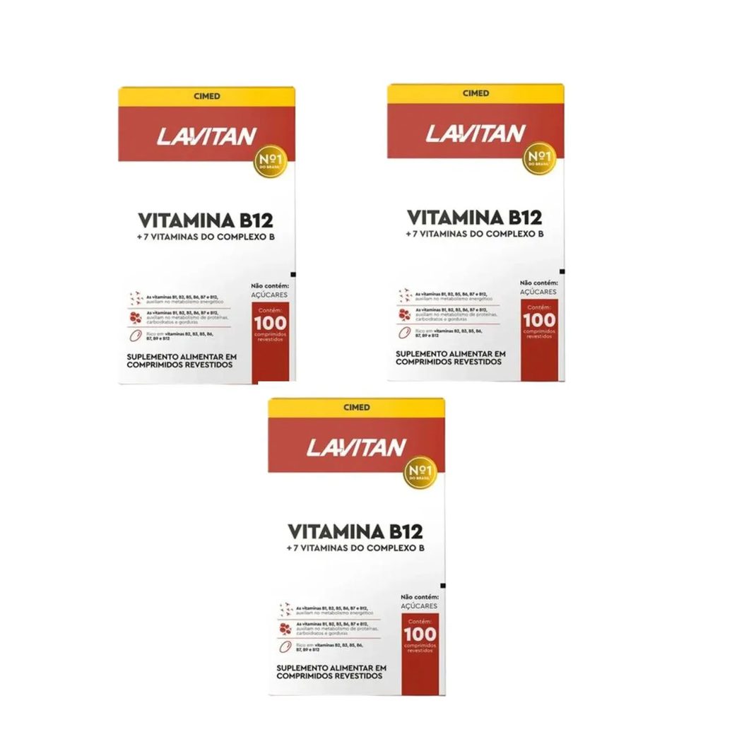 Kit 3 Lavitan Vitamina B12 + Complexo B com 100 Cpr – Cimed
