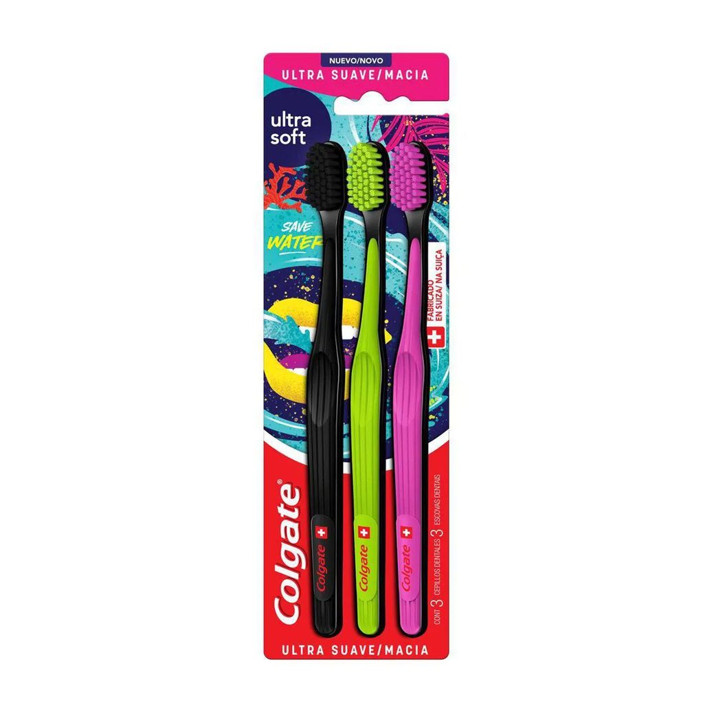 Escova de Dente Colgate Ultra Soft Ultra Macia com 3 unidades