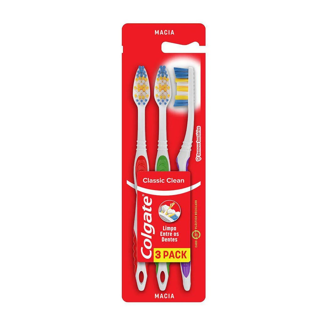 Escova de Dente Colgate Classic Clean 3 unidades