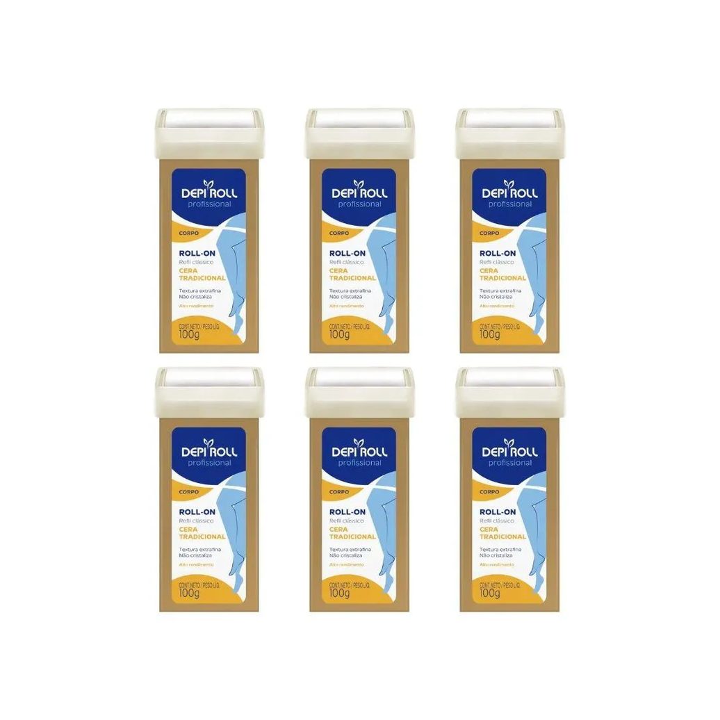 Depilatorio Depiroll Roll-On 100G Tradicional - Kit C/ 6Un