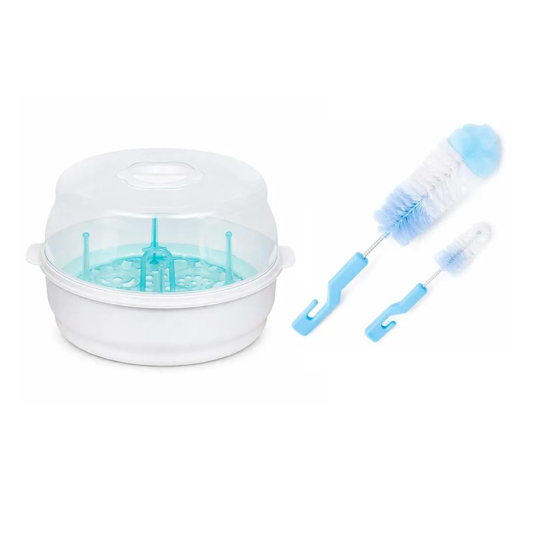 Esterilizador + Escova de Mamadeiras com Espuma Azul Buba