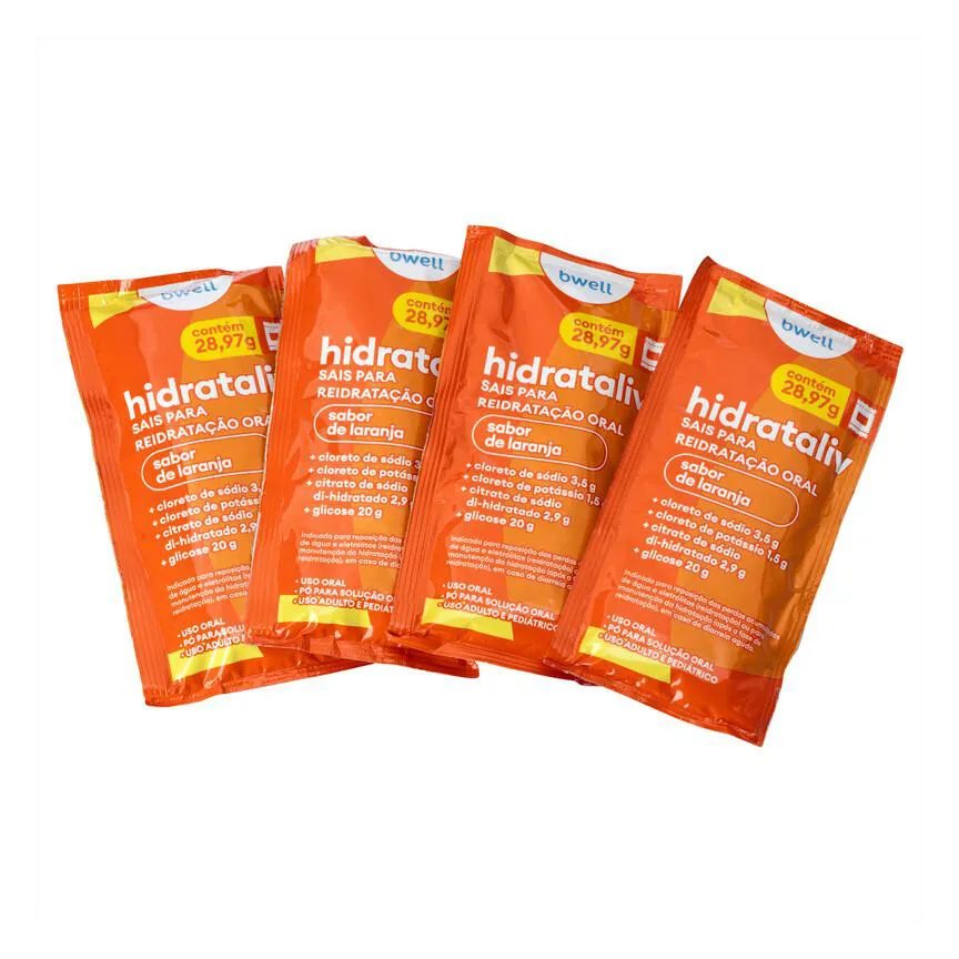 Sais para Reidratação bwell Hidrataliv Laranja 4 envelopes