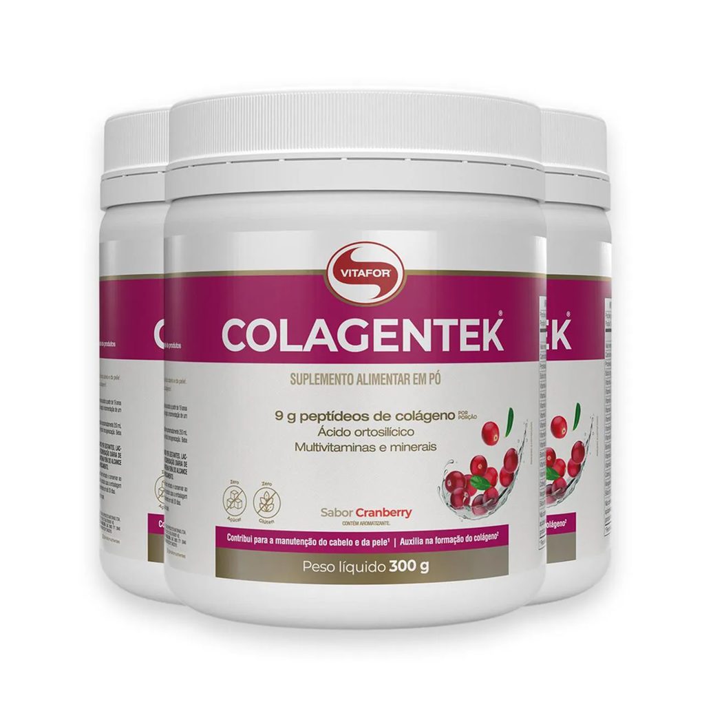 Kit 3 Colagentek Vitafor 300G Cranberry