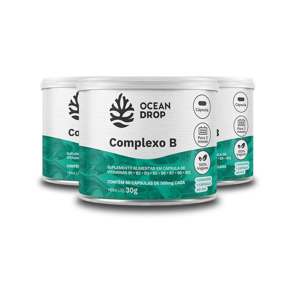 Kit 3 Complexo B Ocean Drop Vegano 60 Cápsulas