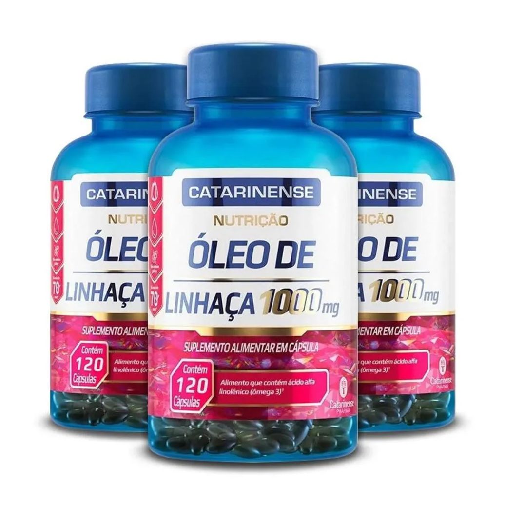 Kit 3 Óleo de Linhaça 1000Mg Catarinense 120 Cápsulas