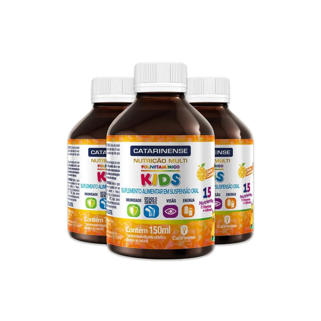 Kit 3 Polivitamínico Kids Catarinense Laranja 150Ml