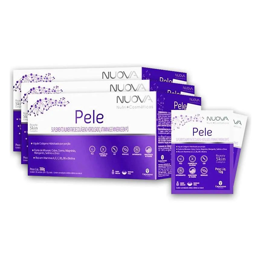 Kit 3 Nuova Pele Colágeno Hidrolisado Catarinense Abacaxi