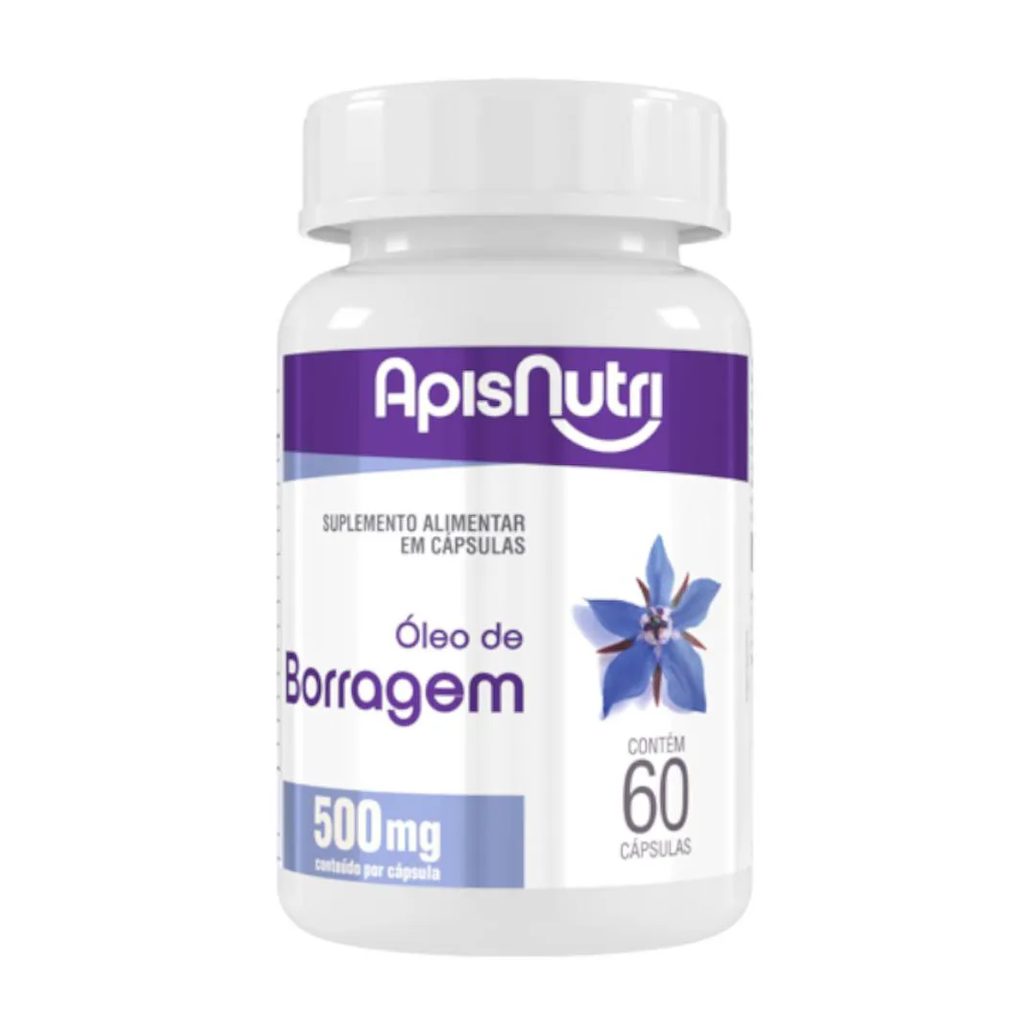 Óleo de Borragem 500Mg Apisnutri 60 Cápsulas