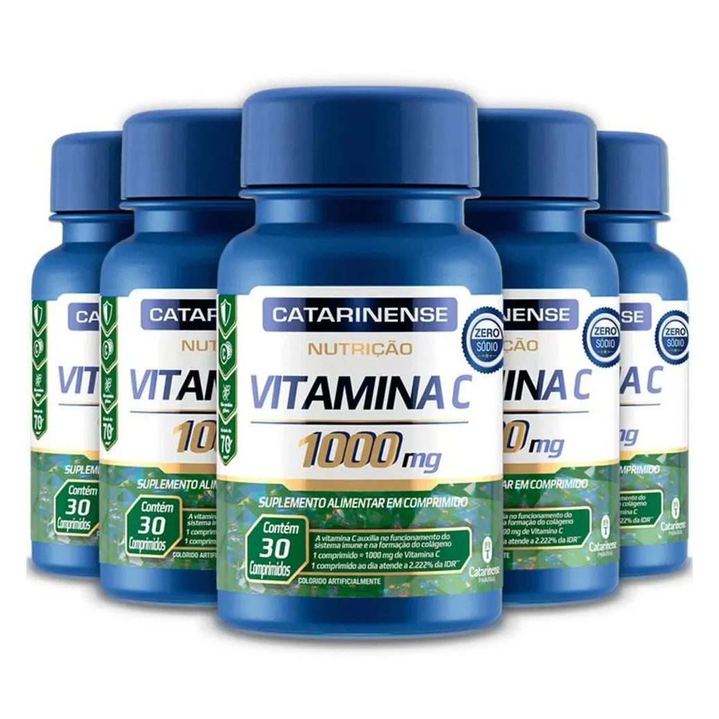 Kit 5 Vitamina C 1000Mg Catarinense Pharma 30 Cápsulas