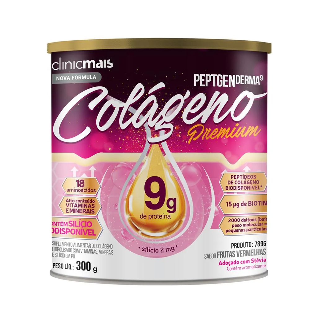 Colágeno Peptgenderma Clinicmais 300G Frutas Vermelhas
