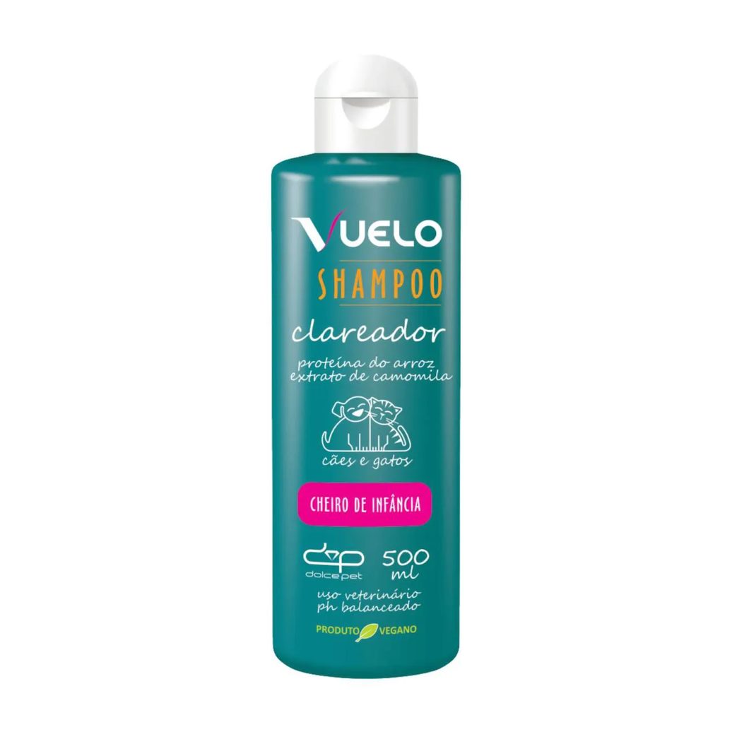 Shampoo Clareador Cheiro de Infância Vuelo Dolce Pet Cães e Gatos - 500 Ml