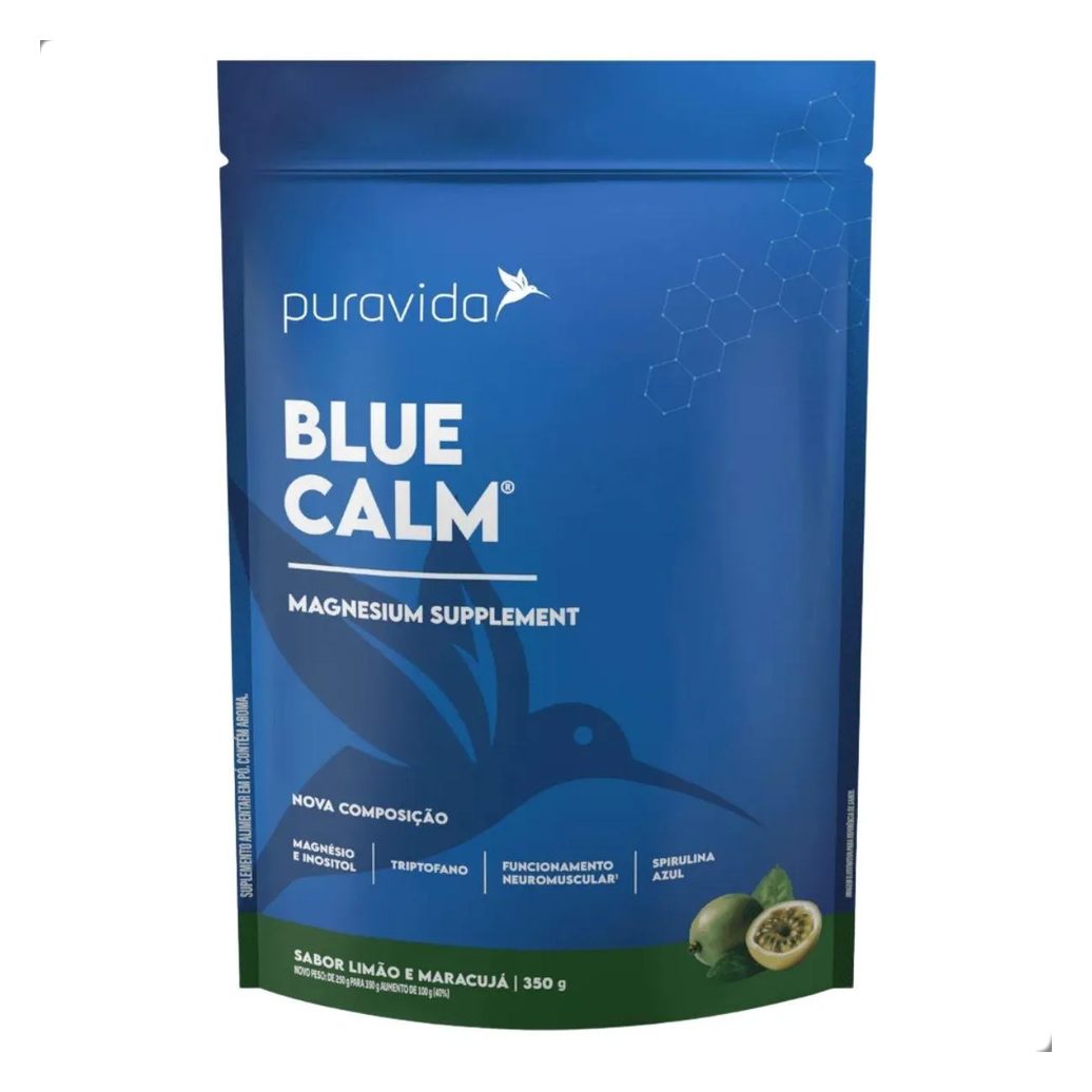 Blue Calm Natural Spirulina Azul Magnesium 350G Pura Vida Limão E Maracujá