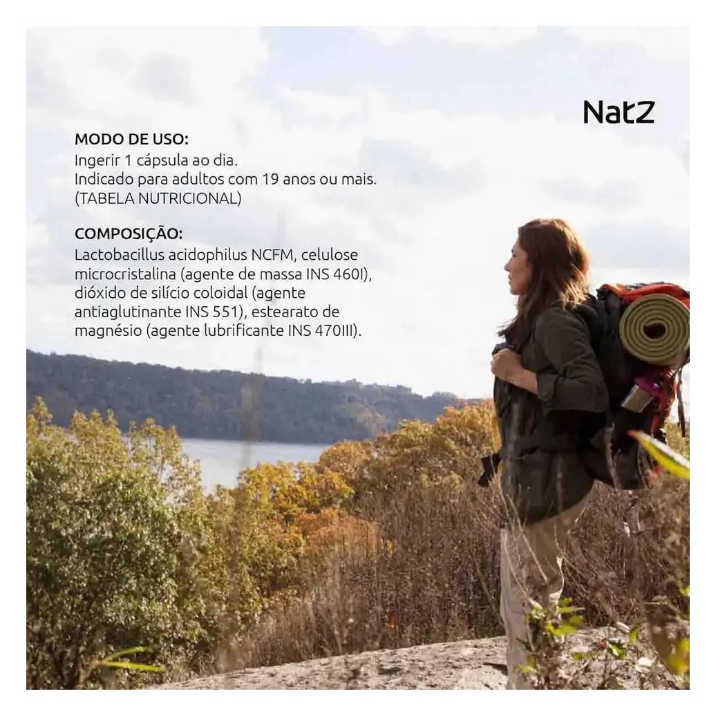 Probiótico Lactobacillus Acidophilus Natz 20 cápsulas
