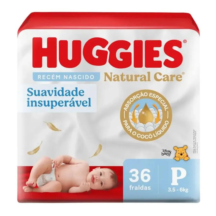 Fralda Calça Huggies Natural Care Roupinha Disney Baby Mega P – 36 Unidades