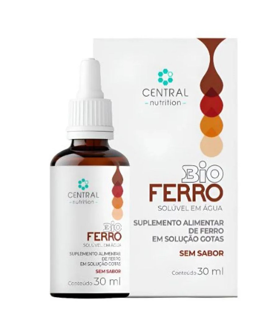 Bio Ferro Gotas 30Ml Central Nutrition Bisclicinato Ferroso sem Sabor