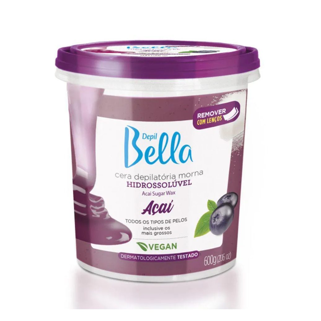Depil Bella Cera Depilatória Morna Hidrossolúvel Açaí 600G