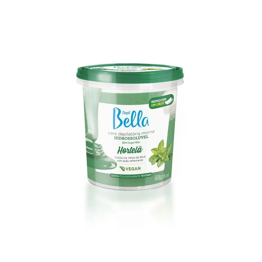 Depil Bella Cera Depilatória Morna Hidrossolúvel Hortelã 600G