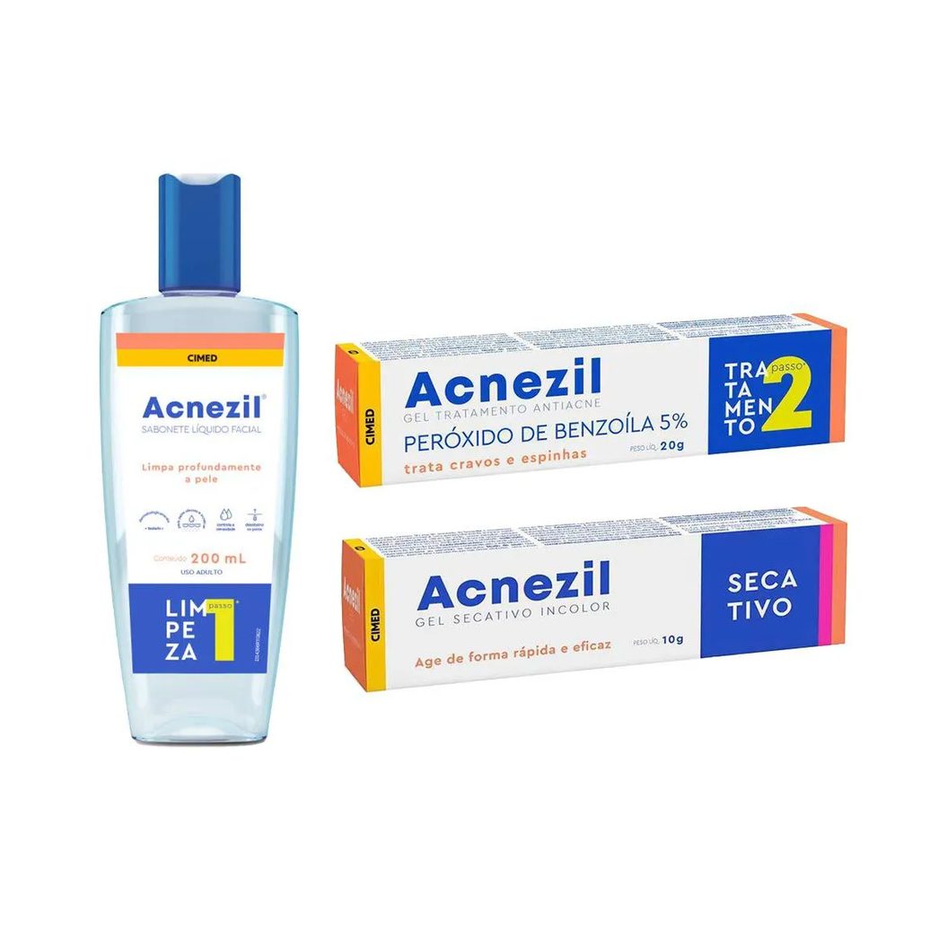 Kit Acnezil 3 Passos Sabonete Liq + Gel + Secativo - Cimed