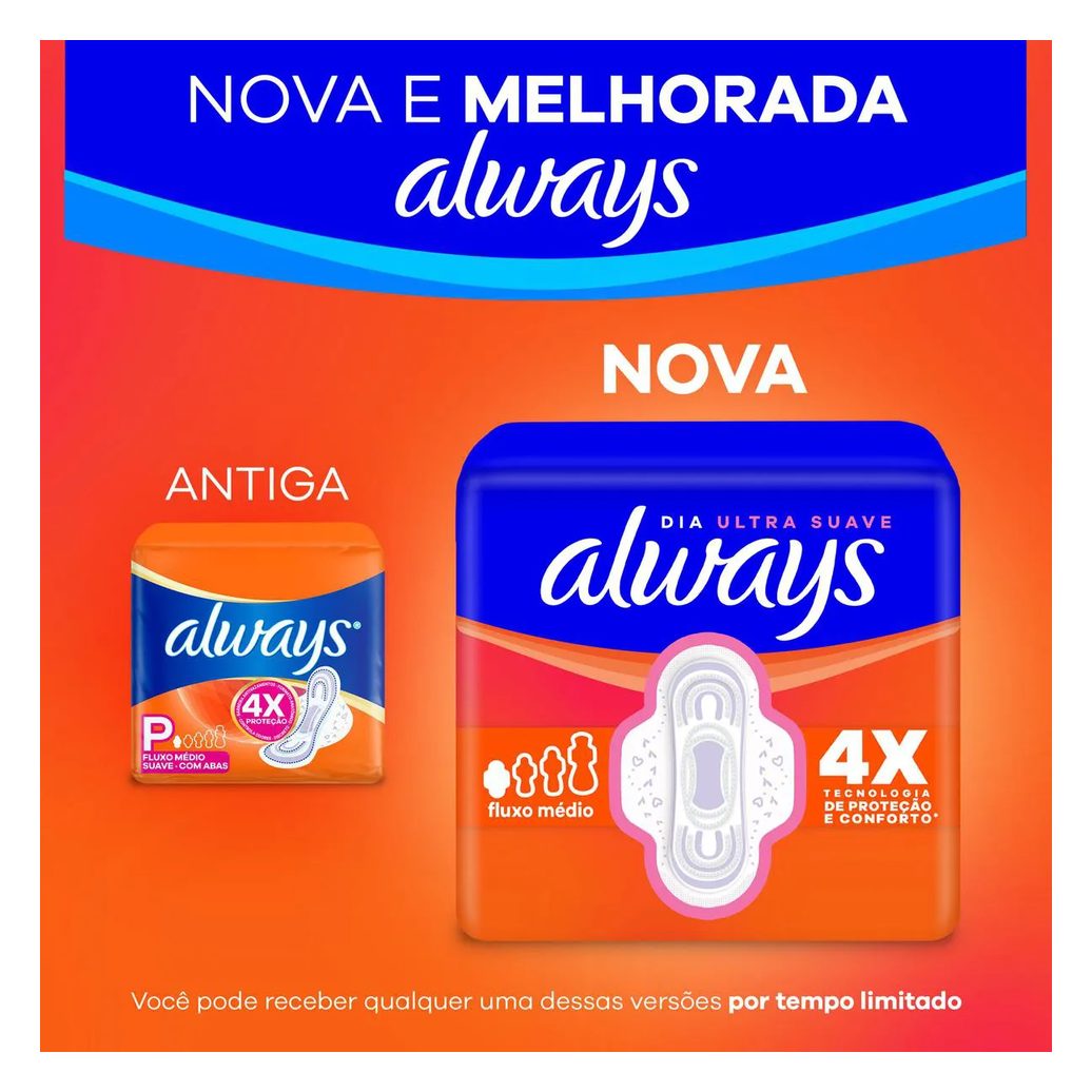 Absorvente Always Dia Ultra Suave com Abas 32 unidades