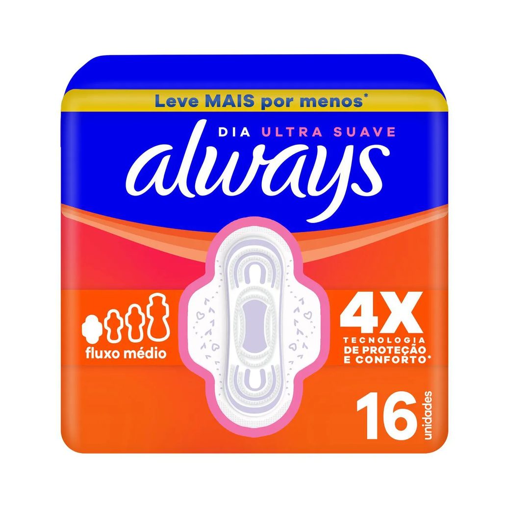Absorvente Always Dia Ultra Suave com Abas 16 unidades