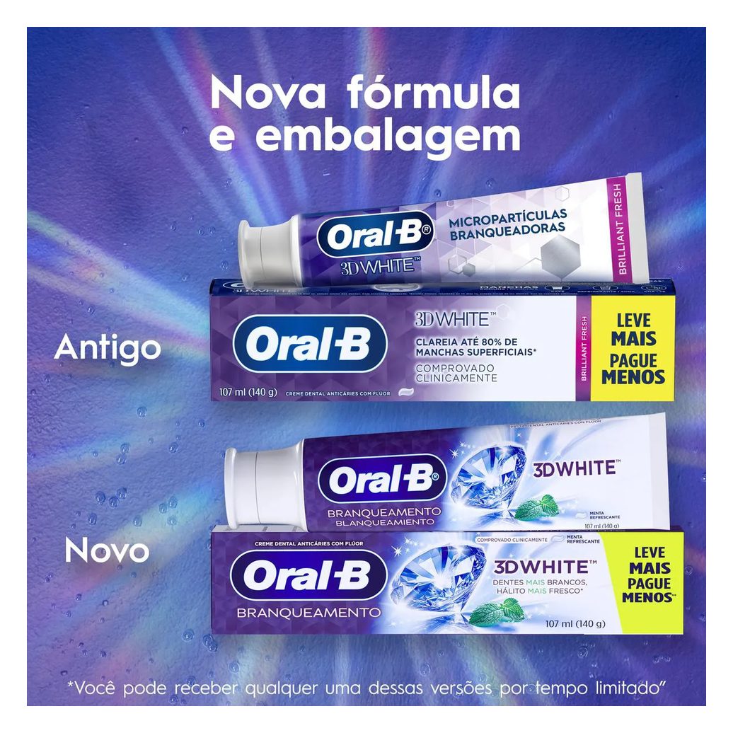 Creme Dental Oral-B 3D White Branqueamento 140g