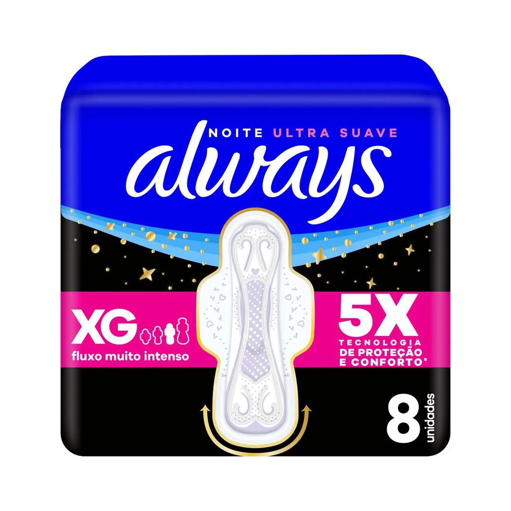 Absorvente Always Noite Ultra Suave com Abas 8 Unidades