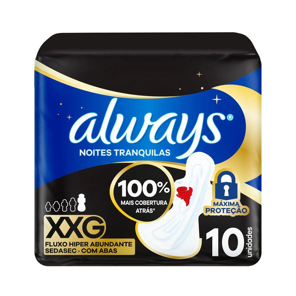 Absorvente Always Noites Tranquilas Seca XXG Com Abas 10 unidades