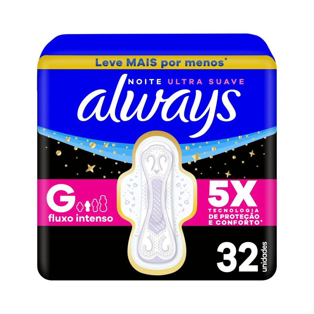 Absorvente Always Noite Ultra Suave com Abas 32 unidades
