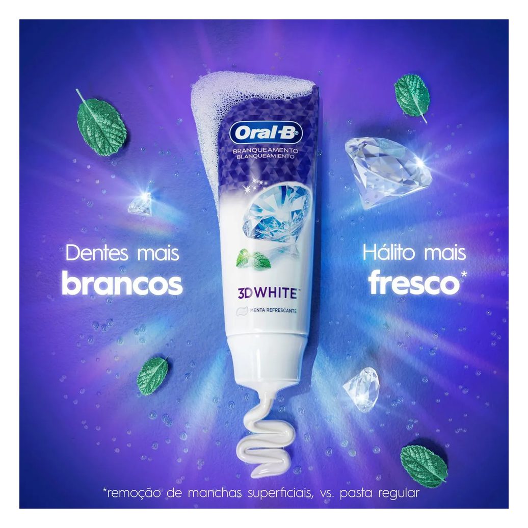 Creme Dental Oral-B 3D White Branqueamento 70g 3 unidades